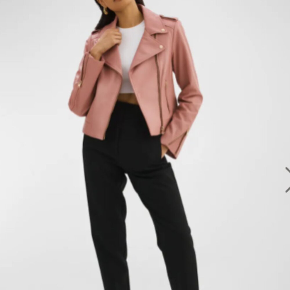 BLK DNM Lambskin Leather Jacket Mauve Pink Small 100% Genuine Leather  SMALL
